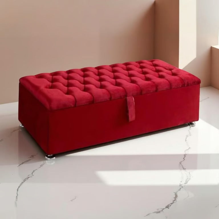 Ruby Red Chesterfield Velvet Storage Ottoman